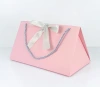 Solid color bow creative gift bags, hand-held triangular bag paper bags, 300g white card paper bags, cross-border exclusive supply Specification image